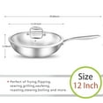 thumbnail image 5 of DELARLO Tri-Ply Stainless Steel Wok Pan With Lid 12 Inch Wok, Flat Bottom Wok, Wok for Induction Cooktop, Wide and Deep Stainless Wok, 5 of 7
