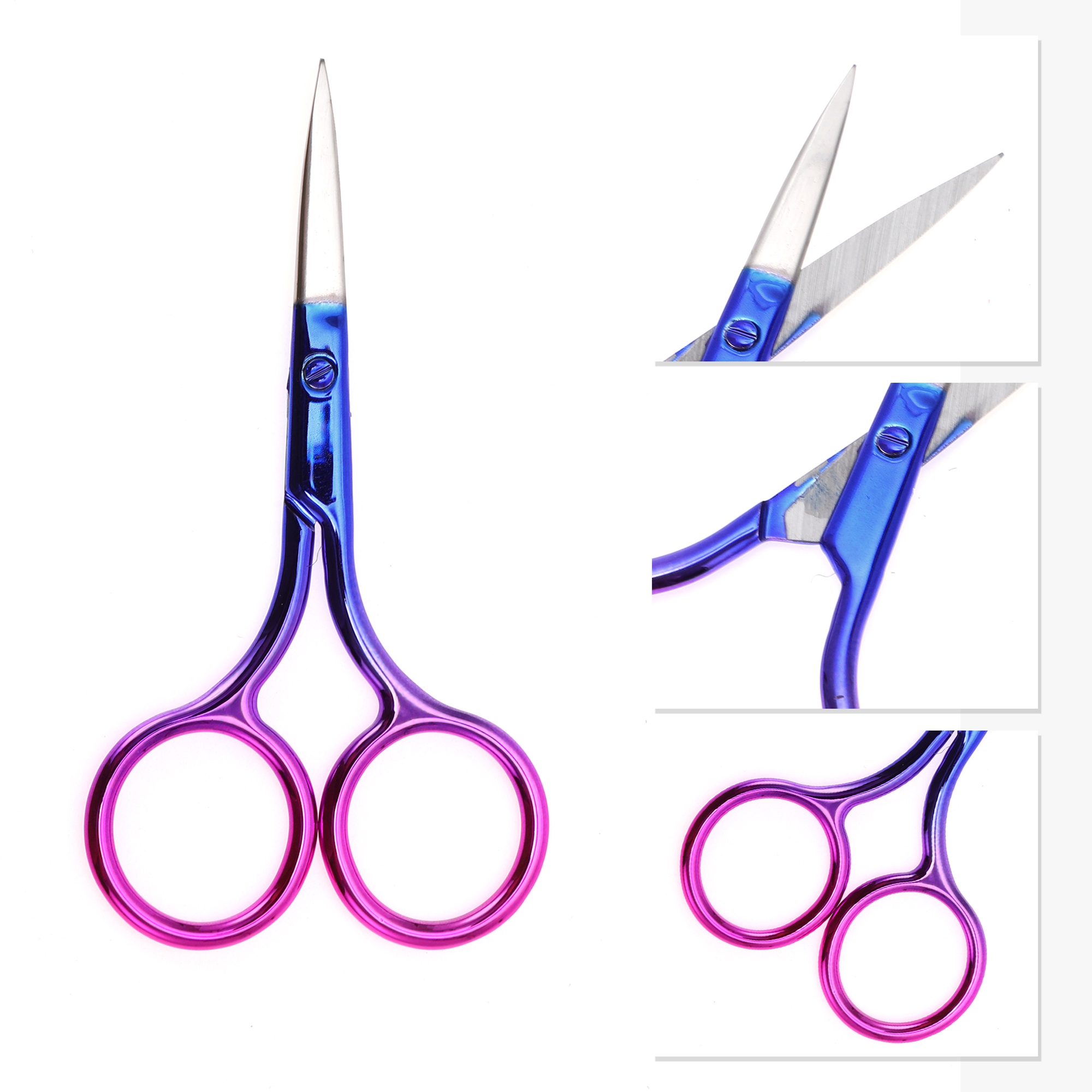 Unique Bargains 1 Pc Fine-edged Scissors Facial Hair Bedroom Blue Pink