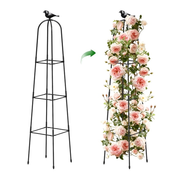 Garden Trellis for Climbing Plants Outdoors,67Inch Cucumber Trellis Garden Obelisk Trellis Rustproof Plants Support with Adjustable Heights for Indoor Potted Plants, Vines, Vegetables