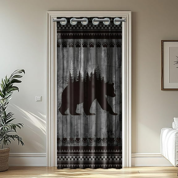 Forest Bear Door Curtain for Doorway Black Bear Doorway Curtain Room Divider Curtains Folding Doors Curtain for Closet Door Bedroom Living Room Doorway 39x79 Inch