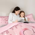 thumbnail image 4 of Erosebridal Dreamy Glitters Print Bedding Comforter Set for Girls, Pink Bling S Letter King Bedding Sets, Pink Reversible 7-Piece, 4 of 6