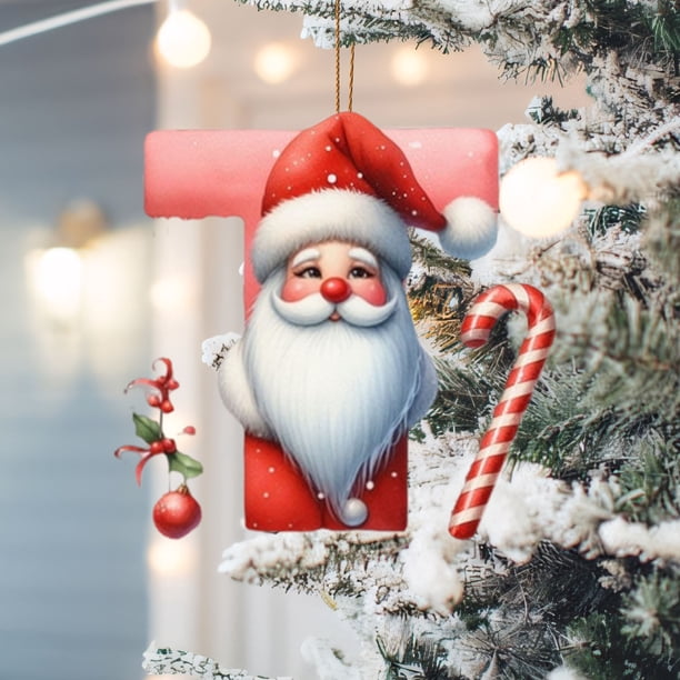 Adornos navideños, adornos navideños, regalos navideños, letras colgantes, decoración de acrílico, árbol de Navidad plano, decoración para fiestas en el hogar, colgante de regalo, letra plana de acríl