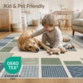 thumbnail image 4 of ODIKA 8'x10' Ivory Blue Green Geometric Tufted Washable Area Rug Modern Abstract Layered Squares Diamond Motifs Structured Border for Dining Room, Large Office, Lounge, Non-Slip Chair-Friendly Mat, 4 of 7