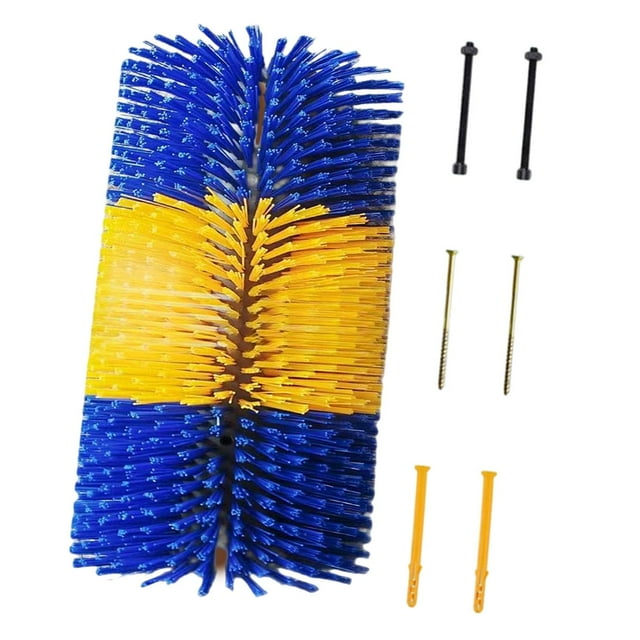 Cepillo rascador para ganado, cepillo resistente para vacas, ciervos y alces. azul amarillo