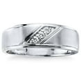 thumbnail image 5 of Pompeii 1/16Ct TW Three Stone Men's Brushed Diamond Lab Grown Wedding Ring in 14k Gold, 5 of 8