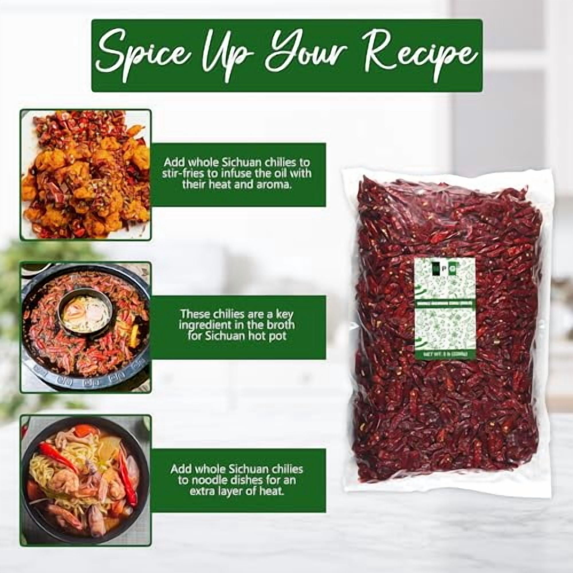 NPG Whole Dried Sichuan Red Chili Peppers 5 lb, Mild, Capsicum Annuum Used in Mexican, Chinese, Thai Dishes, Premium Szechuan Dried Red Chilies