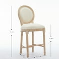 thumbnail image 6 of Hassch Set of 2 French Country Bar Stools, Solid Wood Counter Chairs with Fabric Upholstered Back & Thick Padded Seat, 25.96"H Seat Height, Beige, 6 of 8