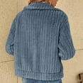 thumbnail image 6 of felwors Women's Full Zip Fleece Jacket Winter Casual Long Sleeve Lapel Collar Oversized Sherpa Coat Fall Outerwear Light Blue, XL, 6 of 6