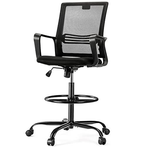 Drafting Chair - Tall Standing Office Desk Chair with Adjustable Foot Ring, Chair with Ergonomic Lumbar Support, Adjustable Height, Breathable Mesh