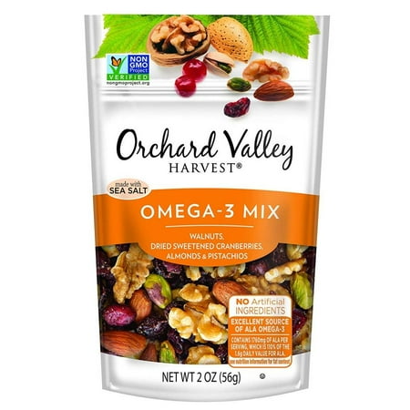 ORCHARD VALLEY HARVEST Omega-3 Mix, 2 oz (Pack of 14), Non-GMO, No Artificial Ingredients