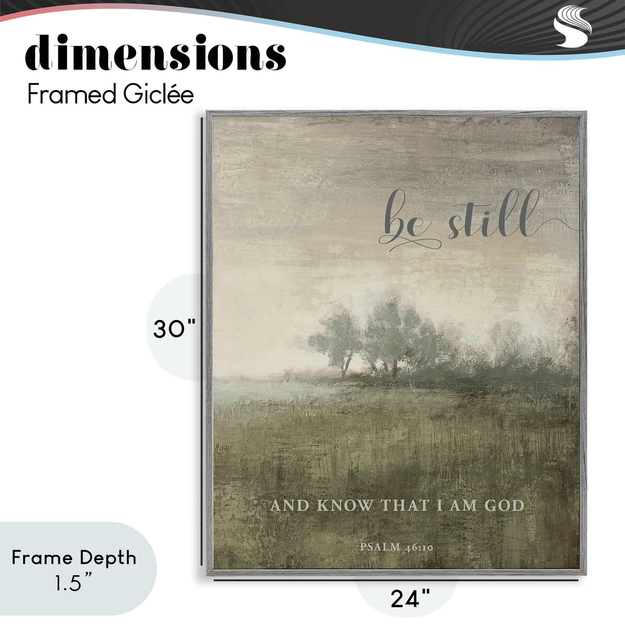 Stupell Industries Be Still Psalm 46:10 Gray Framed Giclee Art, design by Michael Marcon