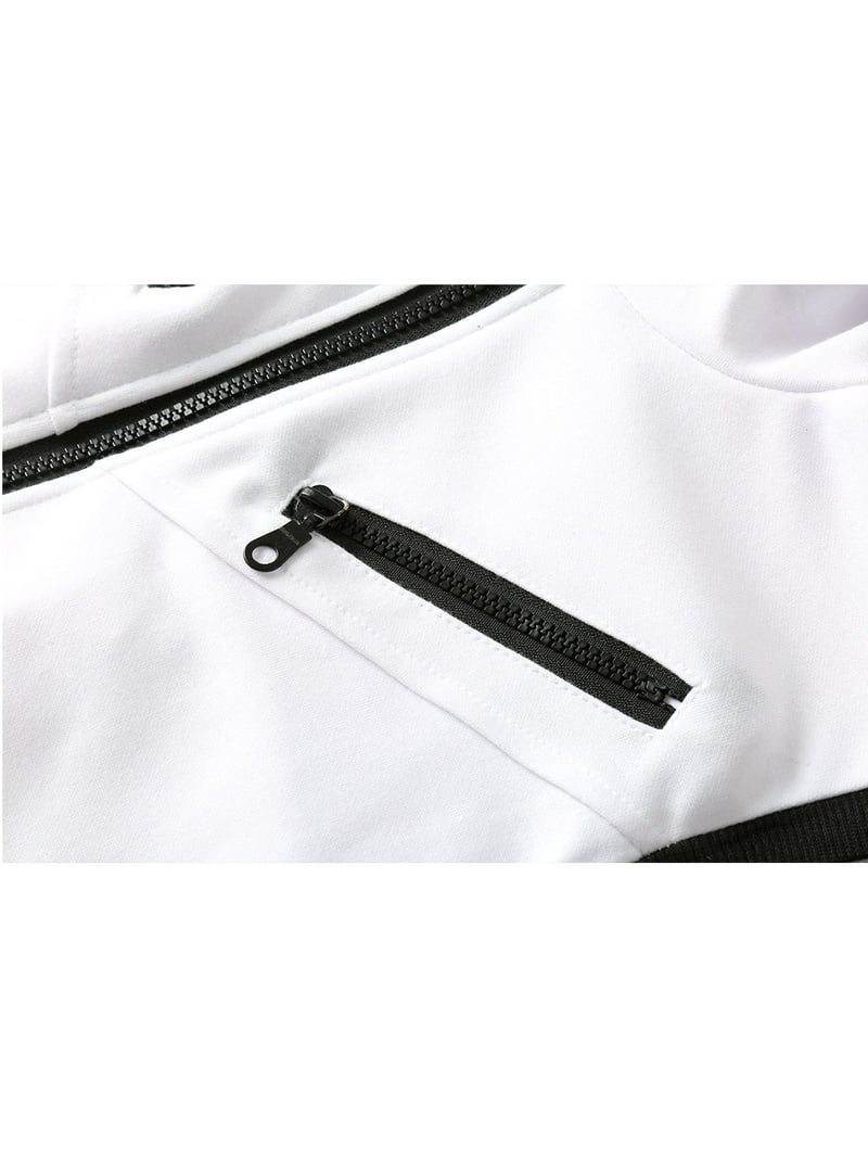 Unique Bargains men's Sleeveless Zip Up Hooded Vest - White