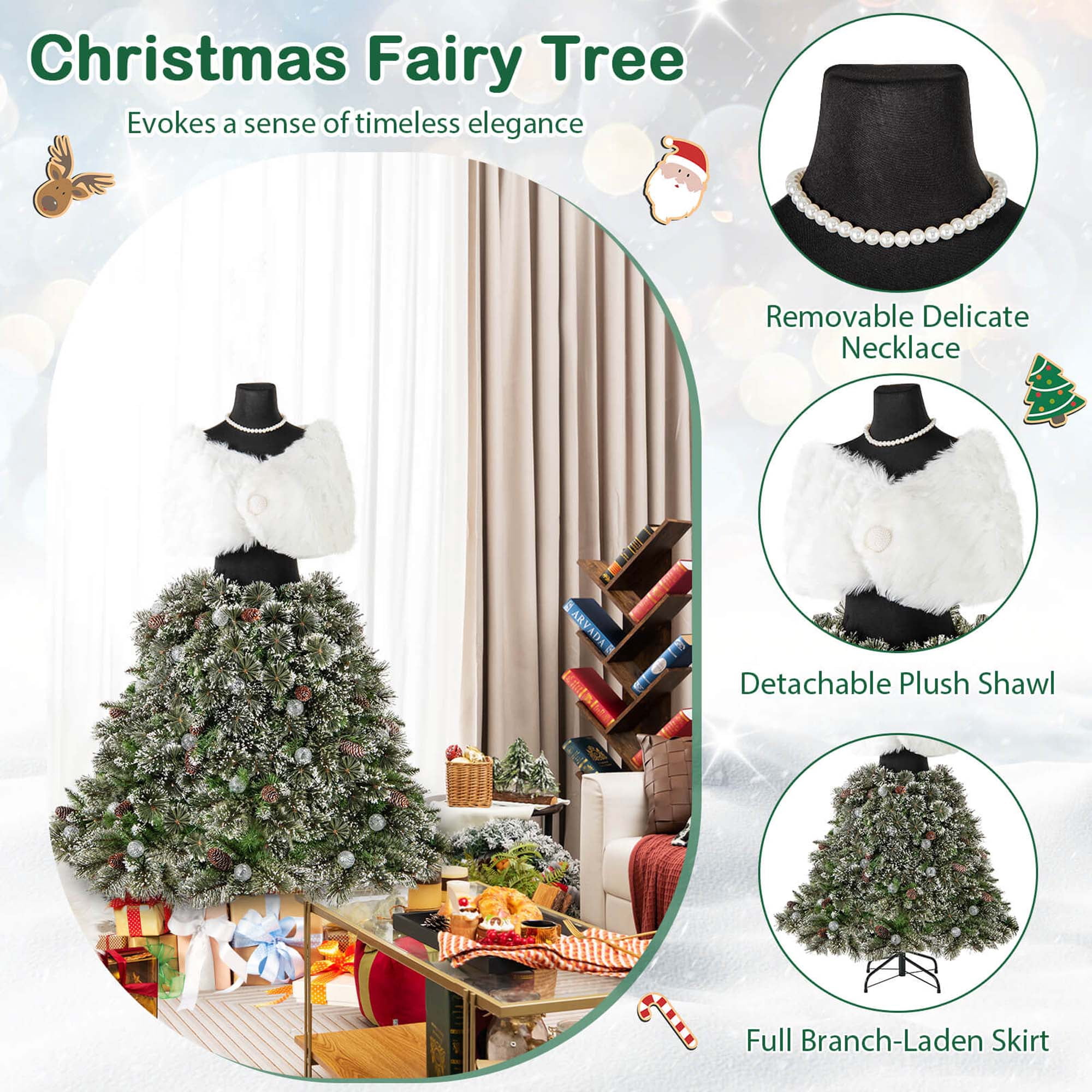 dress form christmas tree walmart Costway 5 FT Artificial Mannequin with 465 Tips and 50 LED Lights dress tree