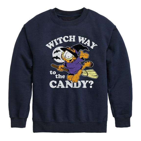Garfield - Witch Way To The Candy - Toddler And Youth Crewneck Fleece Sweatshirt