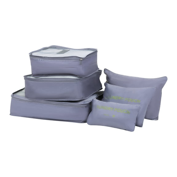 Unique Bargains 6 Set Travel Bag for Storage Closet Organizers Travel Accessories Gray