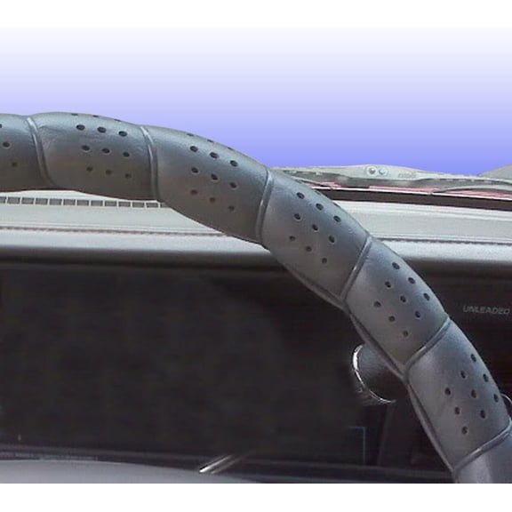 Classic Grip Synthetic Leather Old School Wrap Steering Wheel Cover (Medium (14.5"-15.5"), Gray)