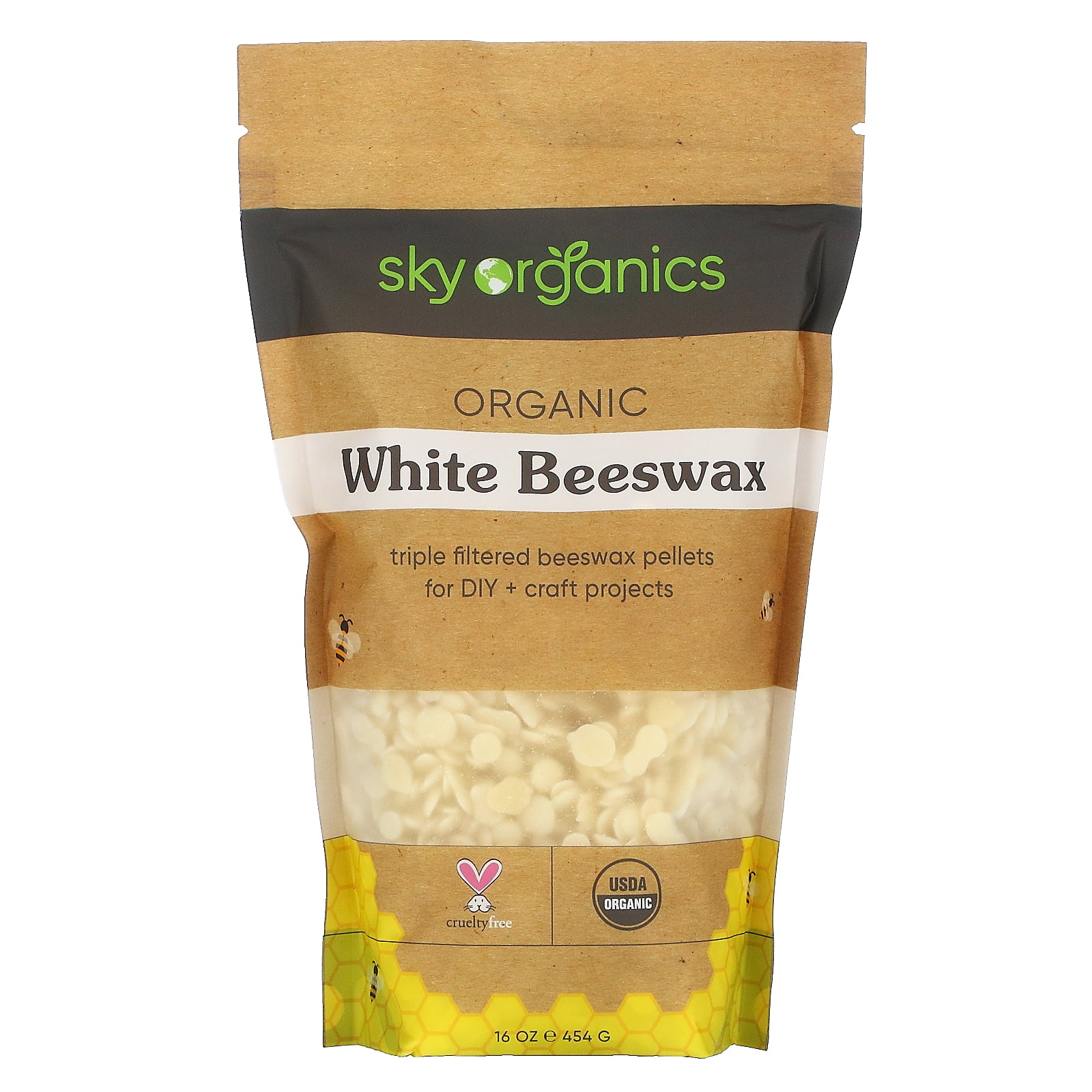 Sky Organics USDA Organic CrueltyFree White Beeswax Pellets, 1 lb