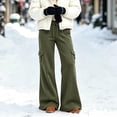 thumbnail image 6 of Hilenly Plus Size Cargo Pants Women Baggy Wide Leg Fleece Lined Pants Drawstring Waisted Y2k Low Rise Flare Pants with Pockets, 6 of 6