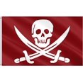 thumbnail image 1 of Bandera pirata de Jack Rackham para exteriores, 3x5, color rojo sangre, tela de poliéster 150D, ojales de latón, resistente a la decoloración, 1 of 3