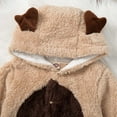 thumbnail image 6 of Baby Fleece Footed Jumpsuit Infant Soft Plush Hooded Bear Onesie Newborn Long Sleeve Romper Girls Winter Clothes, Beige, 1 Months, 6 of 7