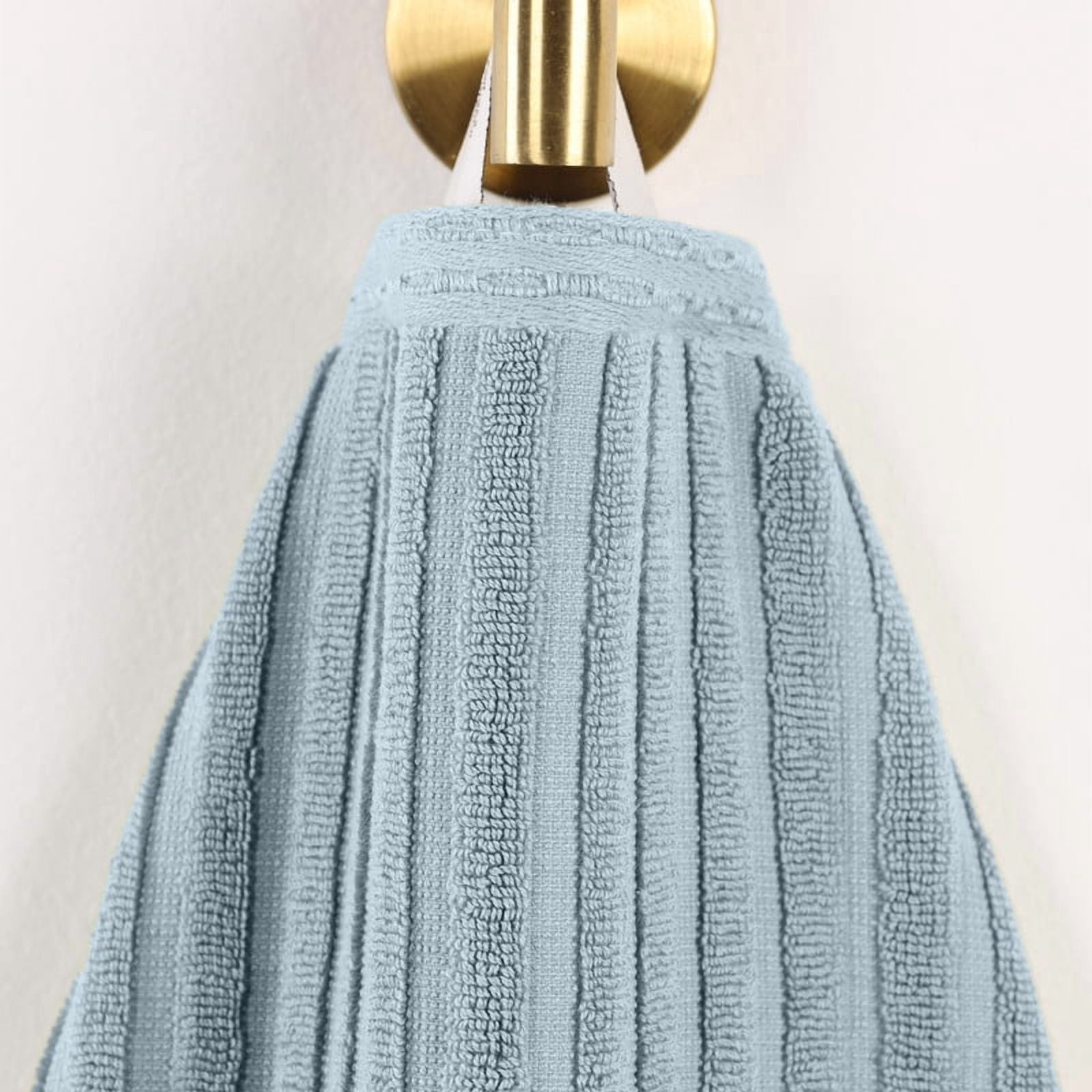 Superior Soho Ribbed Cotton Absorbent Bath Towel Set of 4, Basil