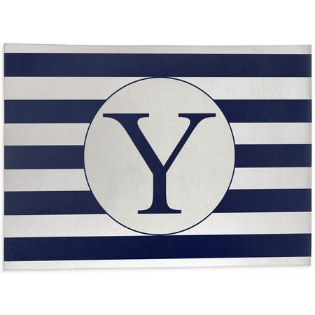 

Mono Navy Striped Y Kitchen Mat by Kavka Designs