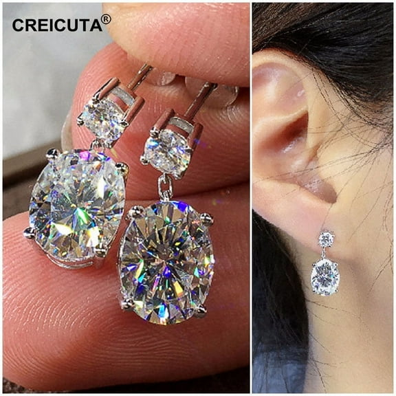 Square Zircon Pendant Earrings - Sparkling Silver-Plated Design, Stunning Dazzle for Women