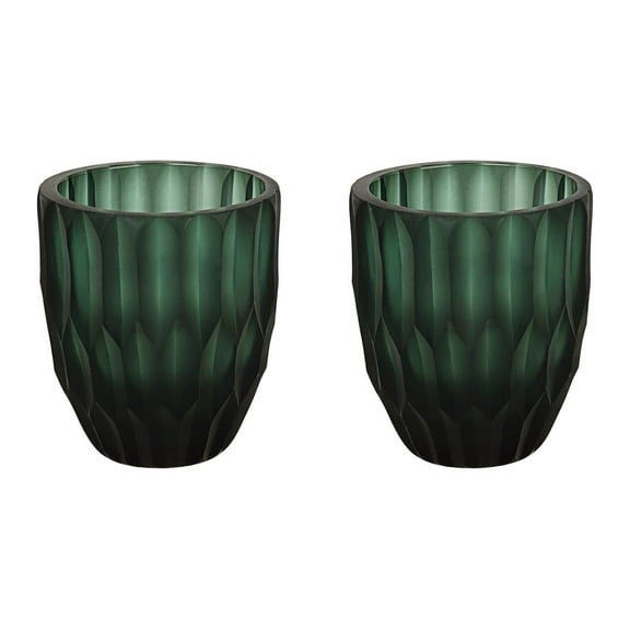 Aspen Creative 16011-2 Green Glass Votive Candle Holder 3-1/4" Diameter x 4" Height, 2 Pack