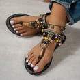 thumbnail image 2 of Xucatan Women's Bohemian Sandals, Beaded Flat Thong Beach Shoes, Open Toe Roman Style Footwear, Versatile Summer Casual Festival Style Gift, 2 of 7