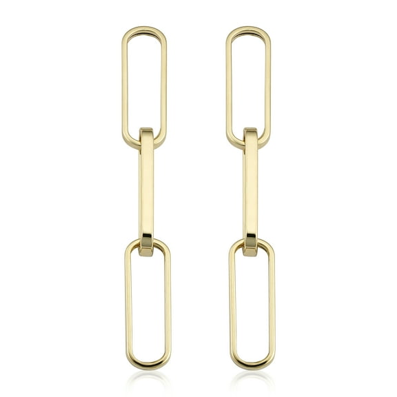 Au Naturale 14k Yellow Gold Paper Clip Link Chain Drop Earrings (1.7 inches long)