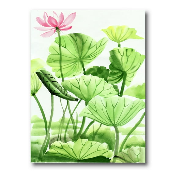 Designart ' Ancient Lotus Leaves In The Pond ' Traditional Canvas Wall Art Print