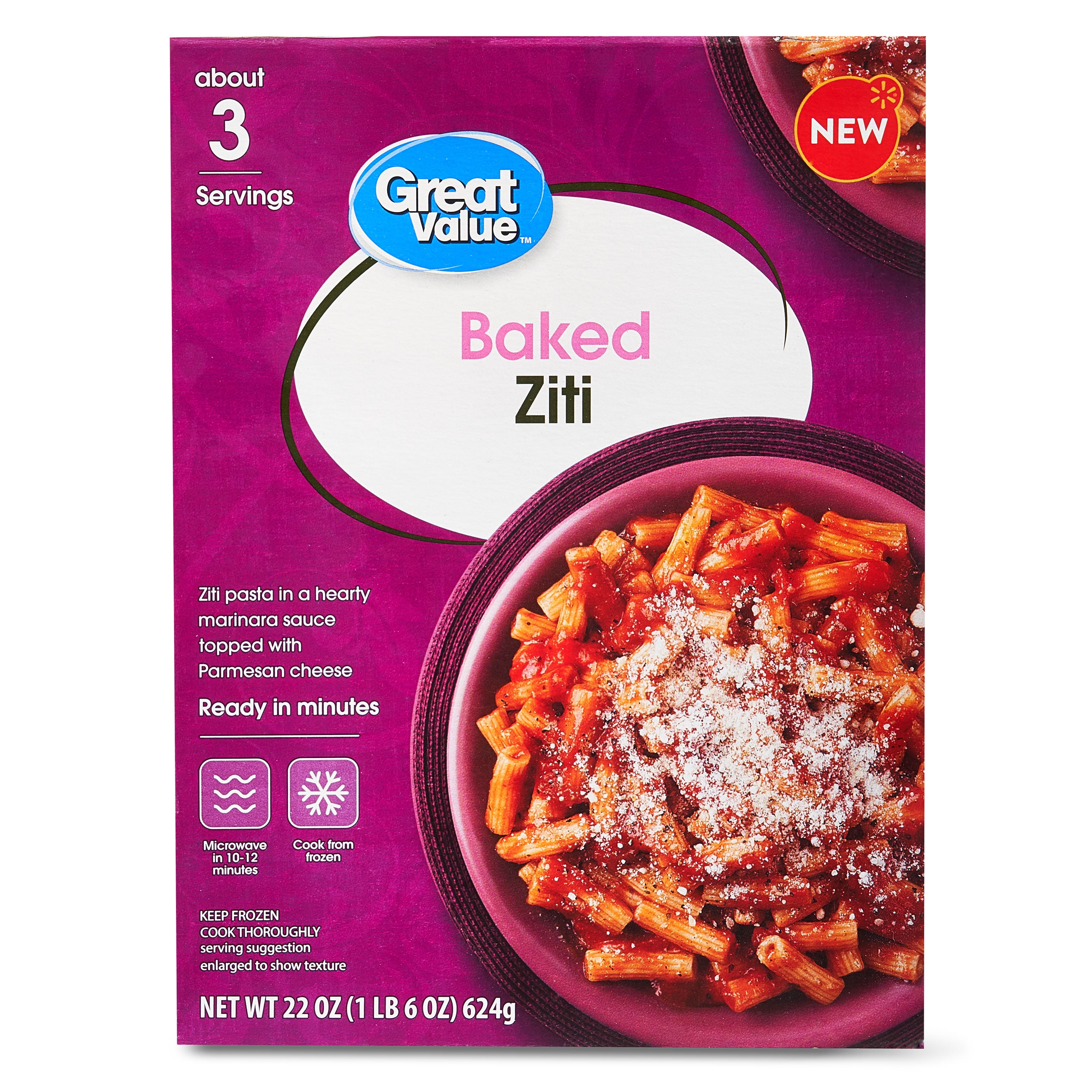 Great Value Baked Ziti, 22 oz (Frozen)