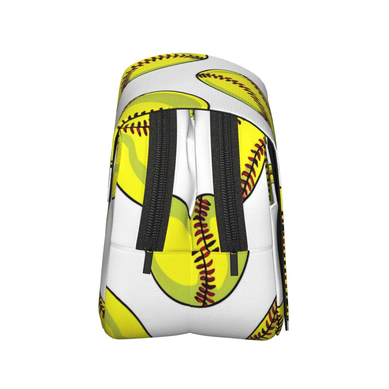 Large-Capacity Flip-Top Double-Layer Pencil Case, Multi-Functional Pocket Pen Case, Durable Stationery Organizer Yellow Softballs With Red Stitching Clean White Background