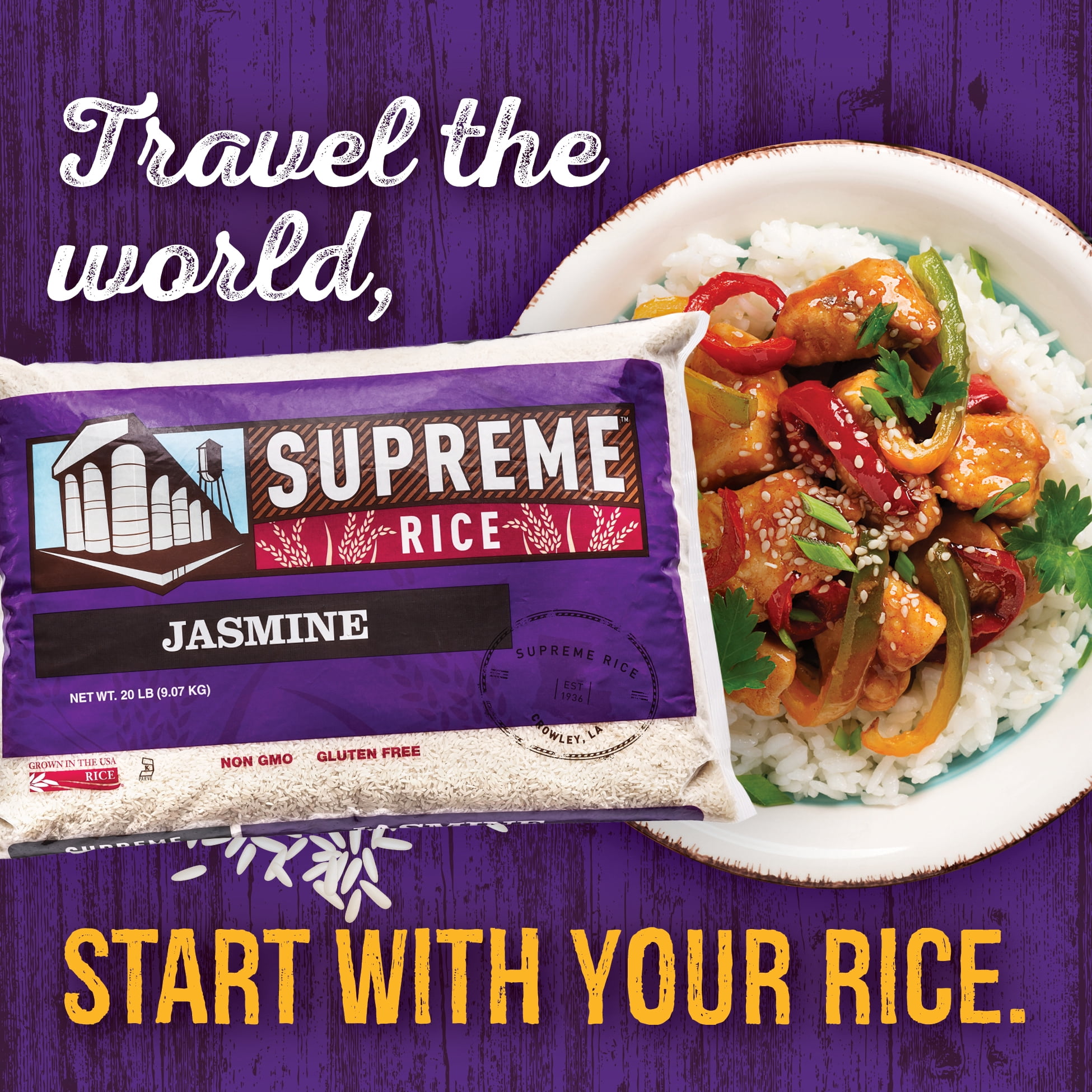 Supreme Rice 20lb Bag of Aromatic Jasmine Rice