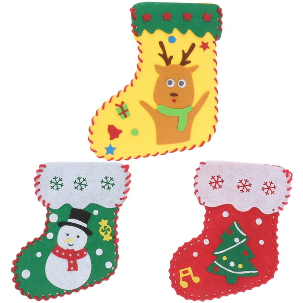 GOOHOCHY 4 piezas Bolsas de tela navideñas para niños, decoración navideña hecha a mano