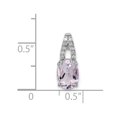 thumbnail image 3 of 925 Sterling Silver Polished Diamond and Pink Amethyst Oval Pendant Necklace 15x7mm Wide Pendant for Women, 3 of 4