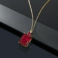 thumbnail image 4 of Gem Stone King 18K Yellow Gold Plated Silver Red Created Ruby Pendant Necklace for Women (20.25 Cttw, Emerald Cut 18X13MM, With 18 inch Silver Chain), 4 of 4