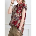 thumbnail image 4 of ZANZEA Women Short Sleeved Vintage Printed Blouse Cotton Loose Tops, 4 of 5