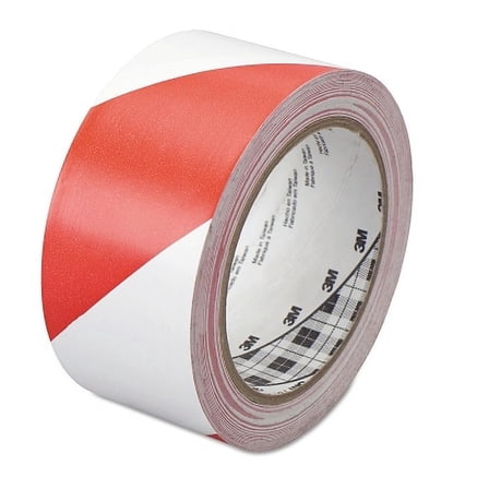 Hazard Marking Vinyl Tape, 2 in x 36 yd, Red/White