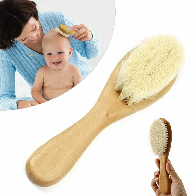 Newborn Wooden Hairbrush Baby Brush Natural Hair Brush Soft Bristles Scrub Kits,Brush