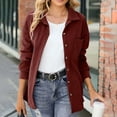 thumbnail image 3 of Waffle Knit Jackets for Women Trendy Fall Casual Button Down Long Sleeve Shirt Outerwear Coat with Pocket (XL, Red), 3 of 7