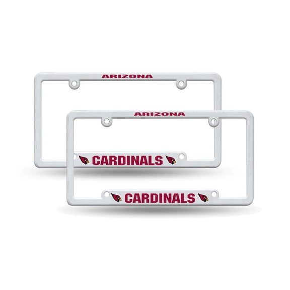 Arizona Football Cardinals Raised Letter White Plastic License Plate Frame - Set of Two Frames