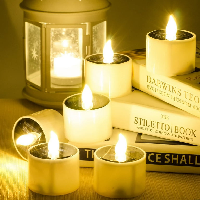 Dosaele 6pcs Solar Power Tea Lights Outdoor Candle Flameless
