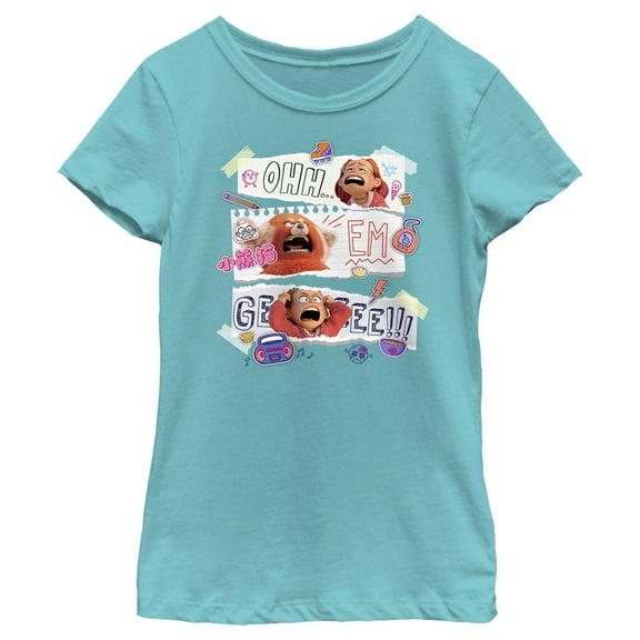 Girl's Turning Red Ohh Em Gee Paper Notes Graphic Tee Tahiti Blue Large