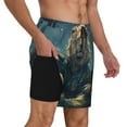 thumbnail image 2 of Fuzoiu Starry Sky Meditating Lion Print Men's Swim Shorts,Quick-Dry Double-Layer Swim Trunks,Board Trunks,Beach Shorts Swimwear Bathing Suits-Medium, 2 of 6