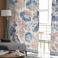 thumbnail image 4 of Blue Red Ethnic Semi Sheer Curtains 63 Inch Length 2 Panels Set, Vintage Modern Geometric Abstract Art Sheer Kitchen Curtain Privacy Voile Window Curtain for Living Room Bedroom Rod Pocket Drapes, 4 of 7