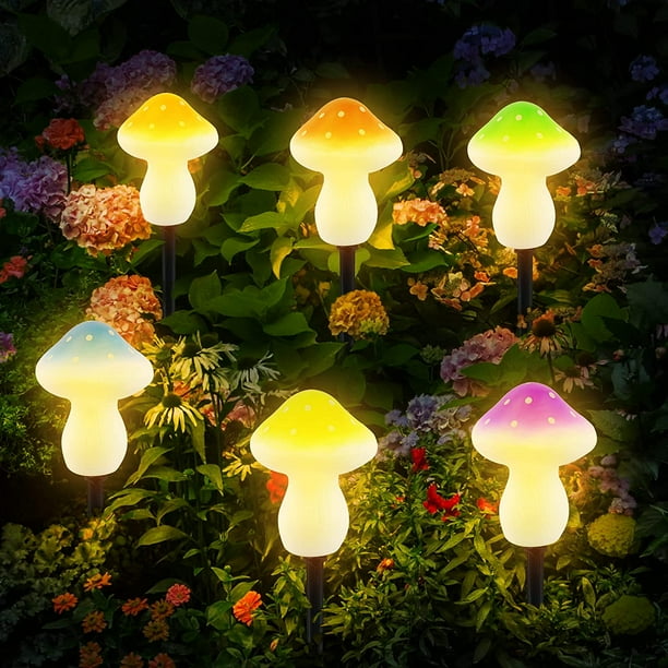 luces solares en forma de hongo, 8 modelos de luces solares para jardín, luces solares para exterior, focos impermeables para exterior, luces de cadena, decoración de jardín para exterior [Clasificaci