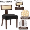 thumbnail image 2 of Newnno Rattan Dining Chairs Set of 4, Mid-Century Modern Kitchen & Living Room Chair with Cane Curved Back & Hardwood Frame in Dark Walnut Finish, Black Linen Upholstered, 2 of 6
