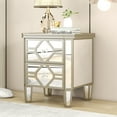 thumbnail image 3 of Elegant Mirrored 2-Drawer Side Table with Golden Lines for Living Room, Hallway, Entryway 16AAN, 3 of 9