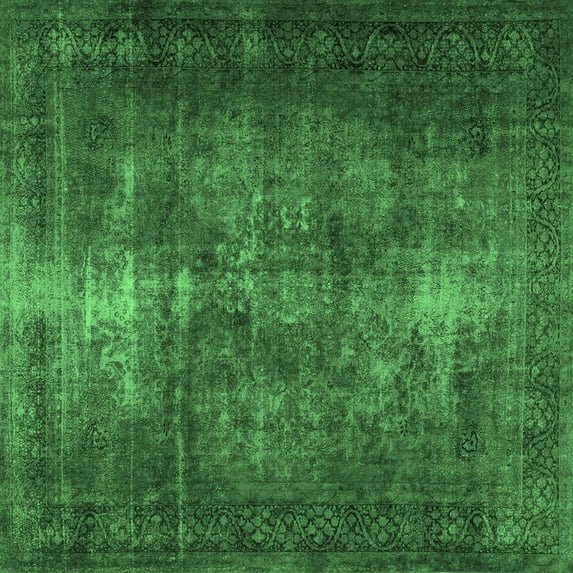 Ahgly Company Indoor Square Persian Emerald Green Traditional Area Rugs, 6' Square